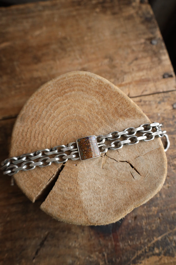 Love Tokens Square Opal Double Benny Chain Bracelet