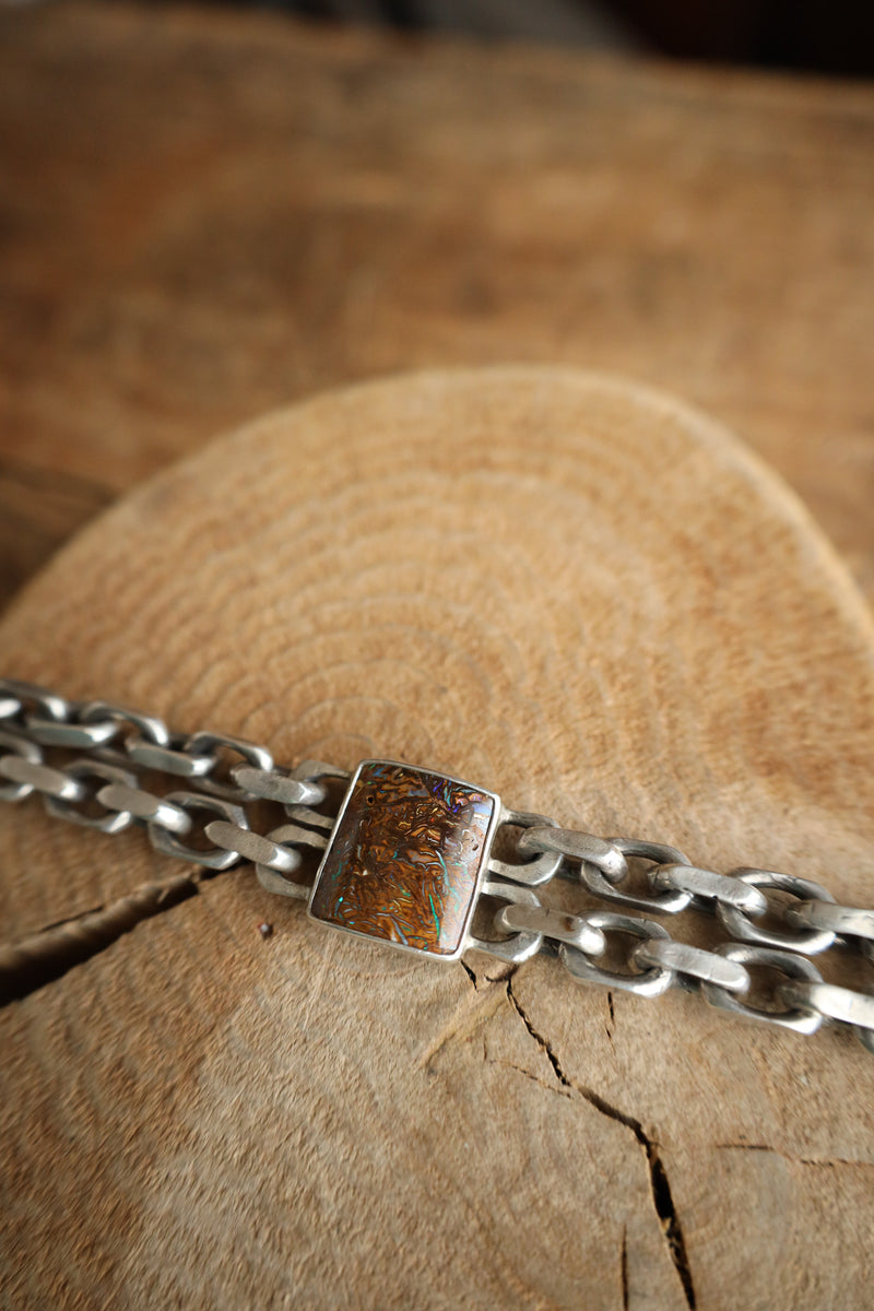 Love Tokens Square Opal Double Benny Chain Bracelet