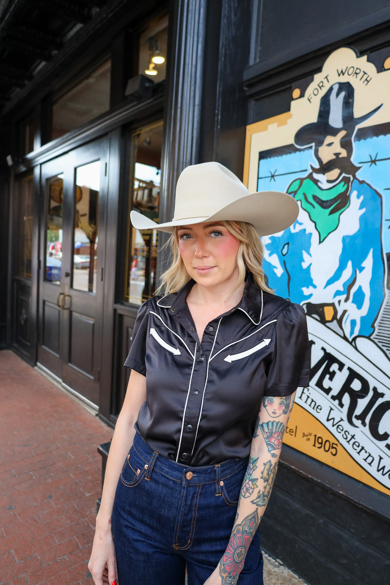 Howdy Hanny Western Yoke Black/White Blouse