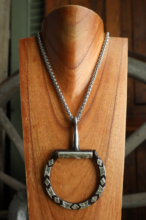 V2 Designs Brown Snaffle and Silver Chain Necklace