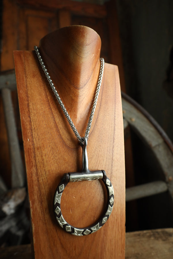 V2 Designs Brown Snaffle and Silver Chain Necklace