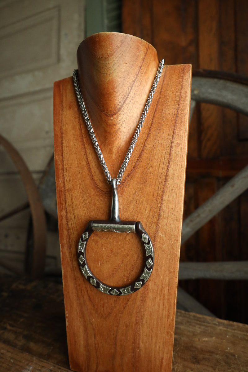 V2 Designs Brown Snaffle and Silver Chain Necklace
