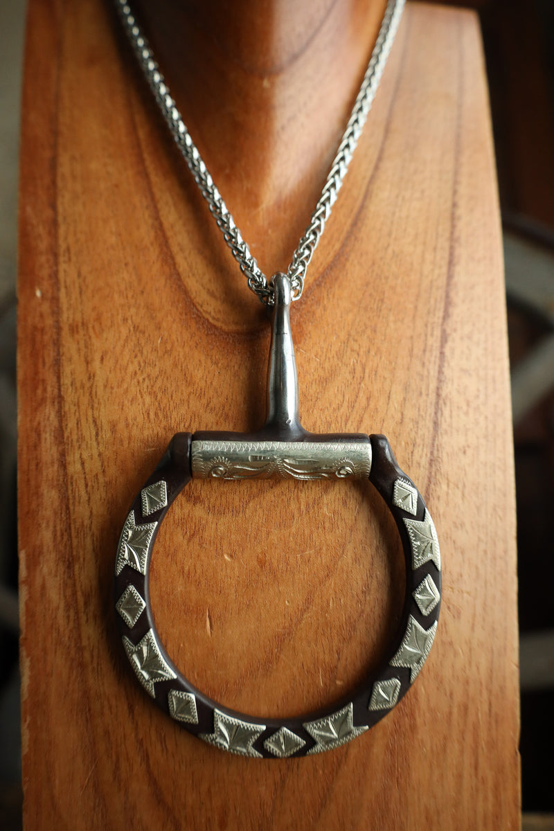 V2 Designs Brown Snaffle and Silver Chain Necklace