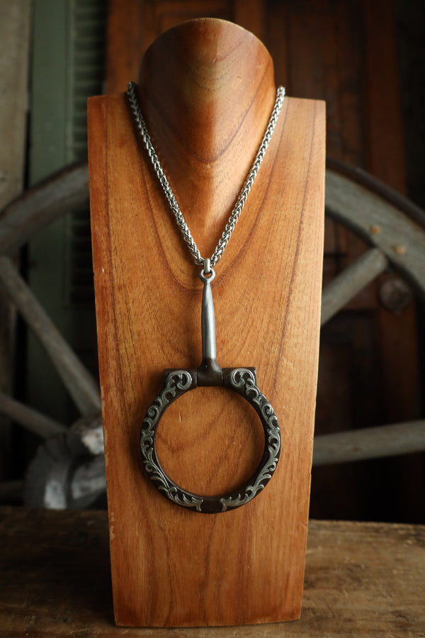 V2 Designs Filigree Brown Snaffle and Silver Necklace