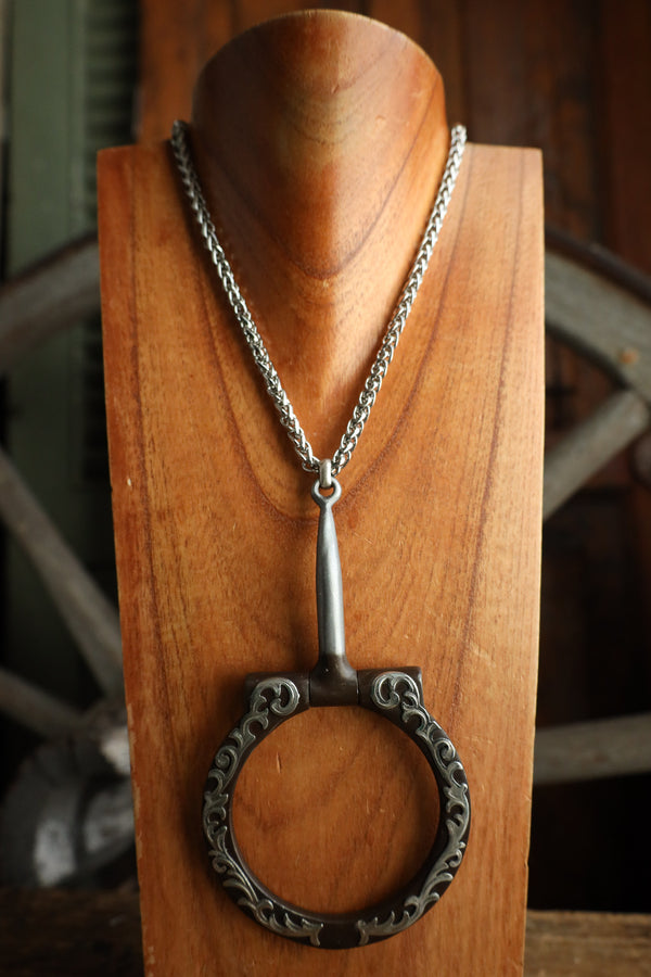 V2 Designs Filigree Brown Snaffle and Silver Necklace