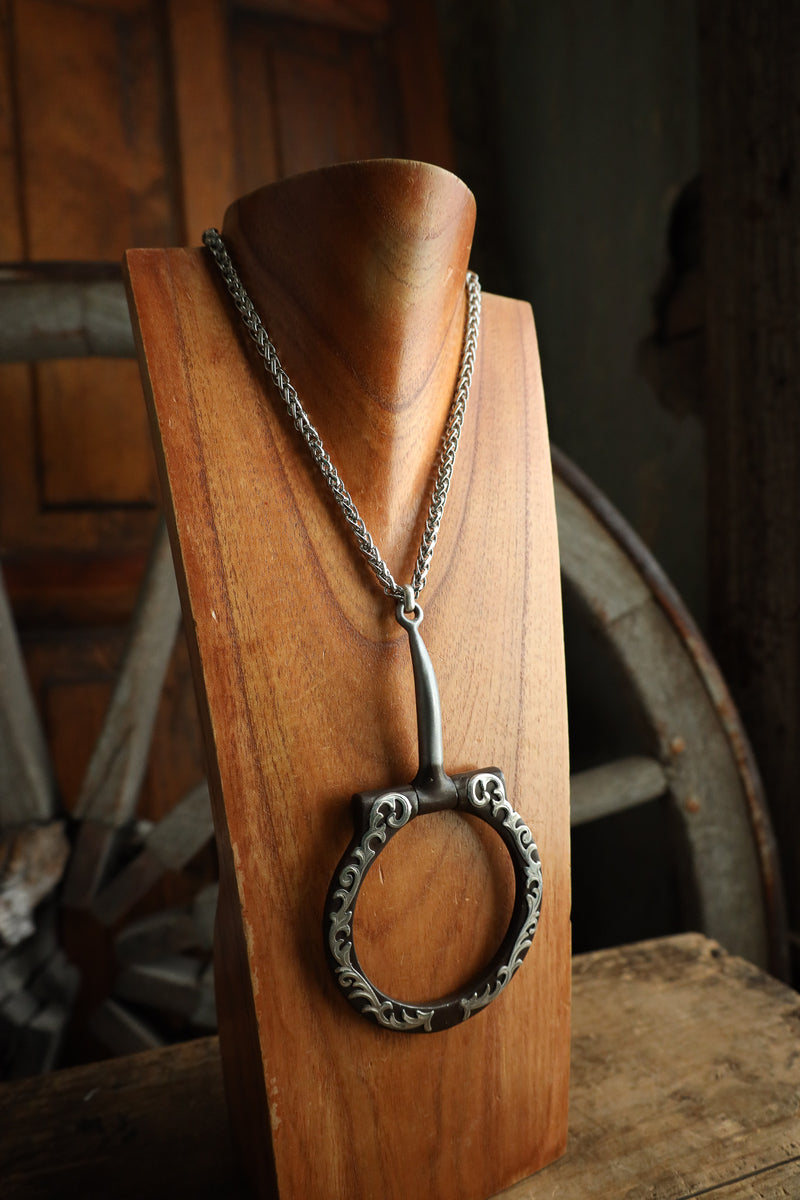 V2 Designs Filigree Brown Snaffle and Silver Necklace