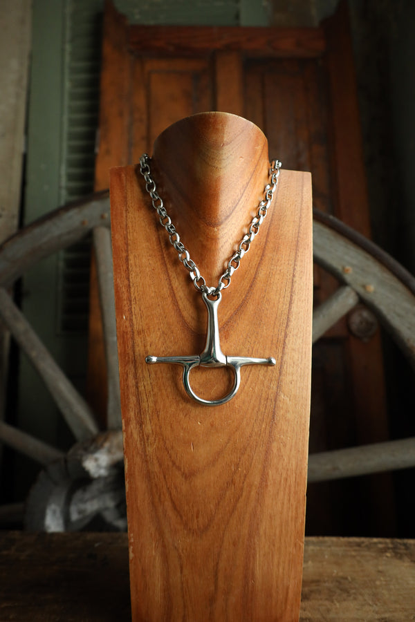 V2 Designs Bit Silver Pony Half Cheek Necklace