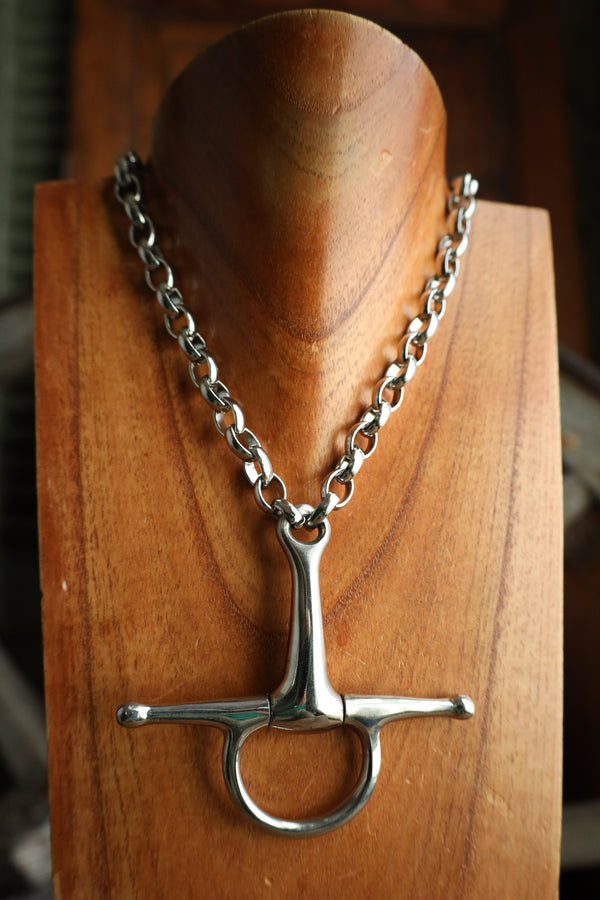 V2 Designs Bit Silver Pony Half Cheek Necklace