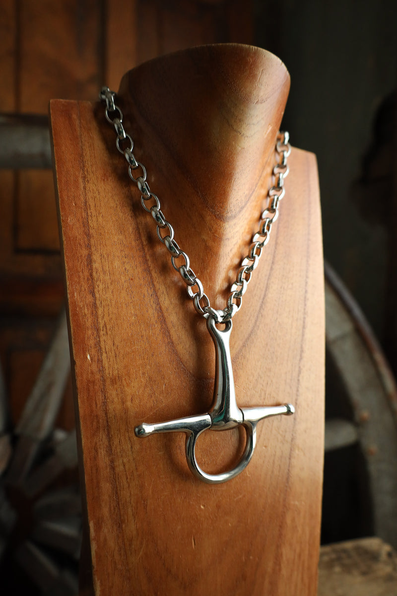V2 Designs Bit Silver Pony Half Cheek Necklace
