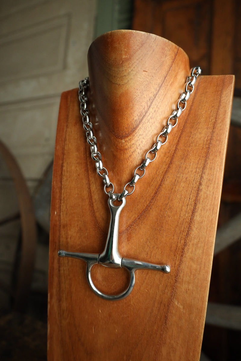 V2 Designs Bit Silver Pony Half Cheek Necklace