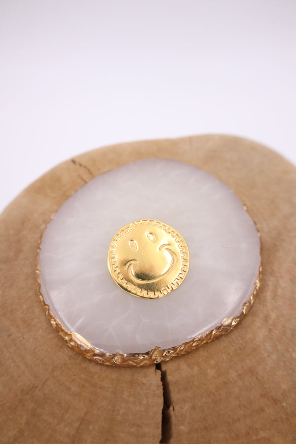 Gold fill smiley face hat pin
