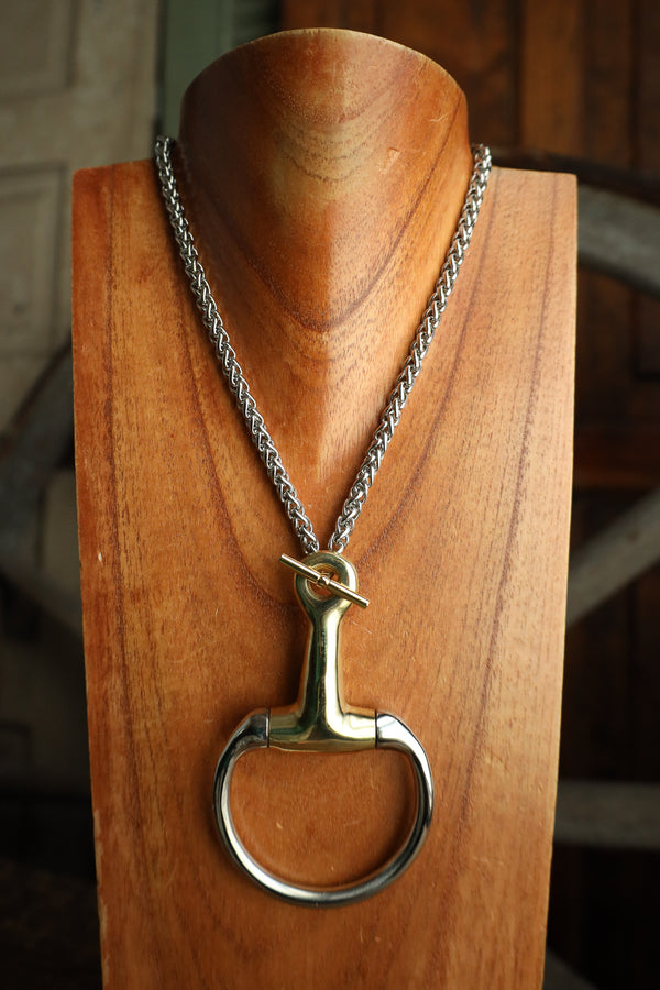 V2 Design Silver And Gold Pony Snaffle Necklace