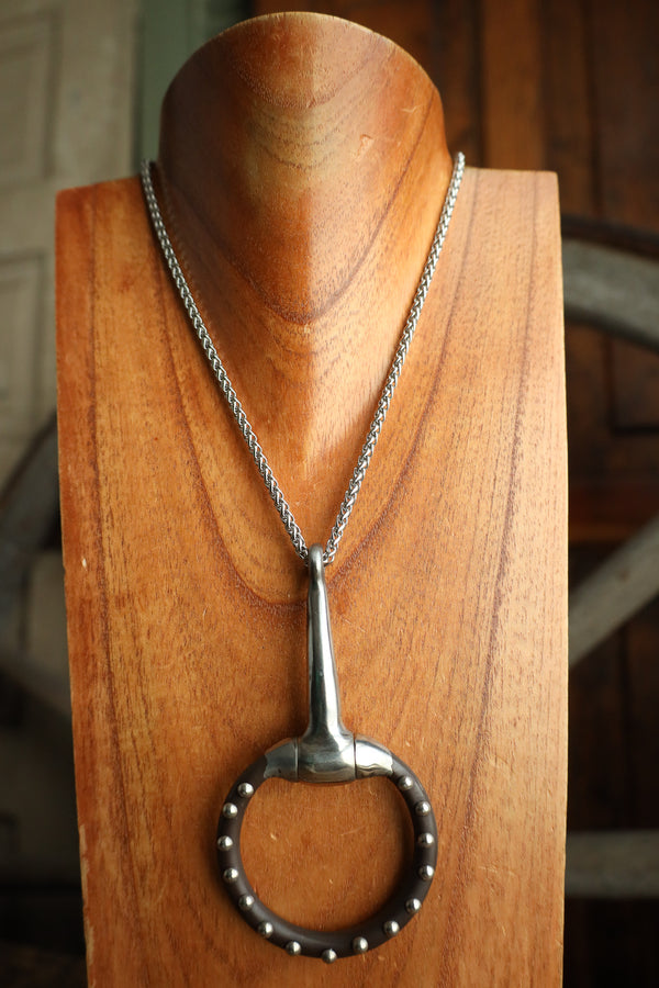 V2 Designs 18" Brown Snaffle With Silver Dots Necklace