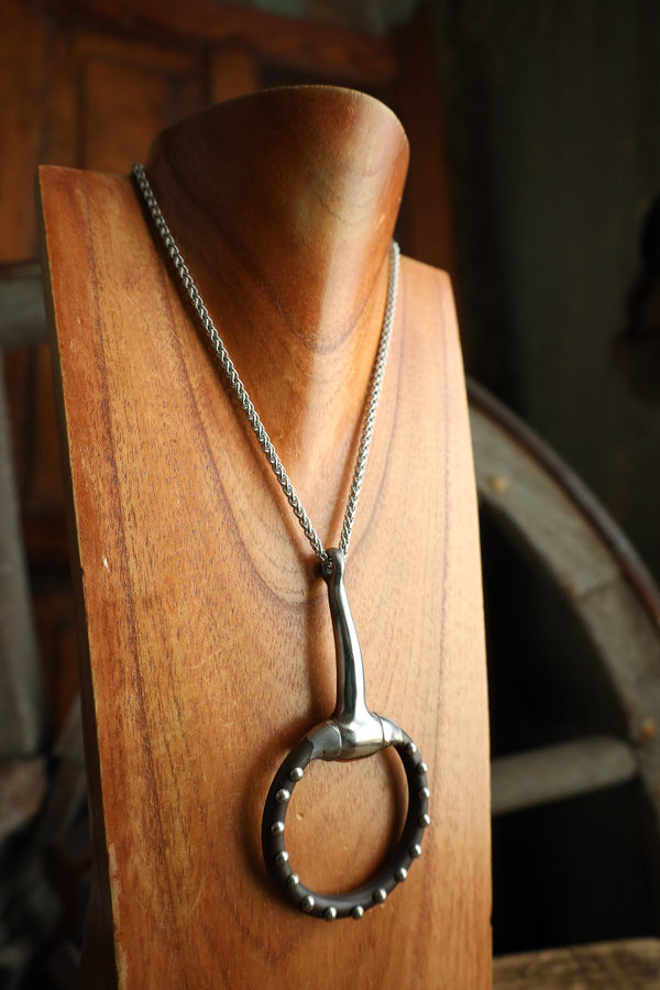 V2 Designs 18" Brown Snaffle With Silver Dots Necklace