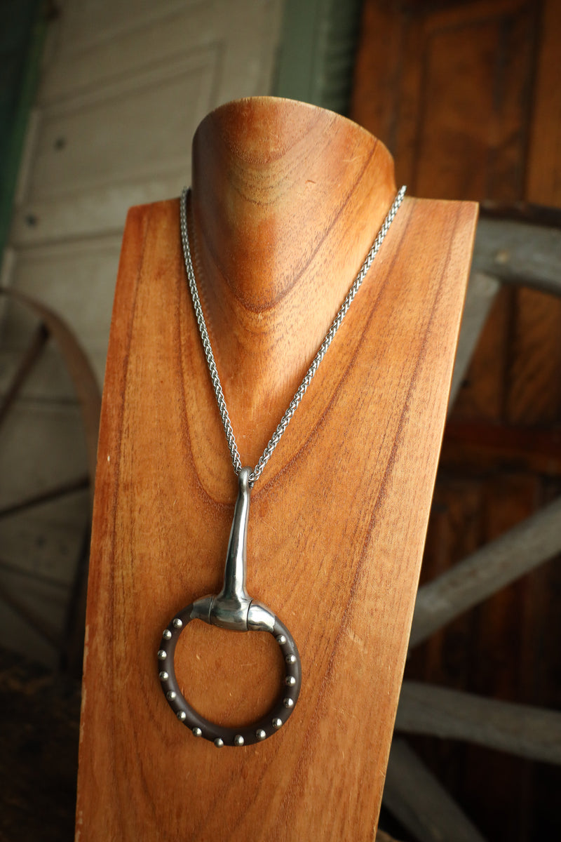 V2 Designs 18" Brown Snaffle With Silver Dots Necklace