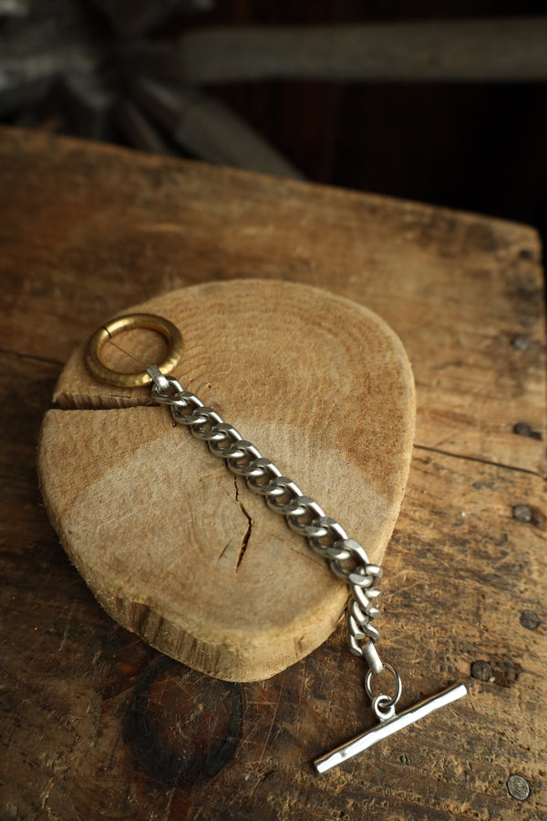 V2 Designs Brass Ring Silver Links Bracelet