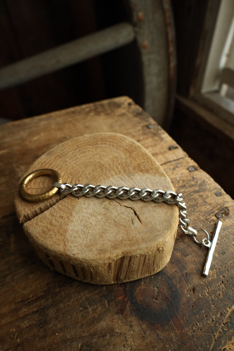 V2 Designs Brass Ring Silver Links Bracelet