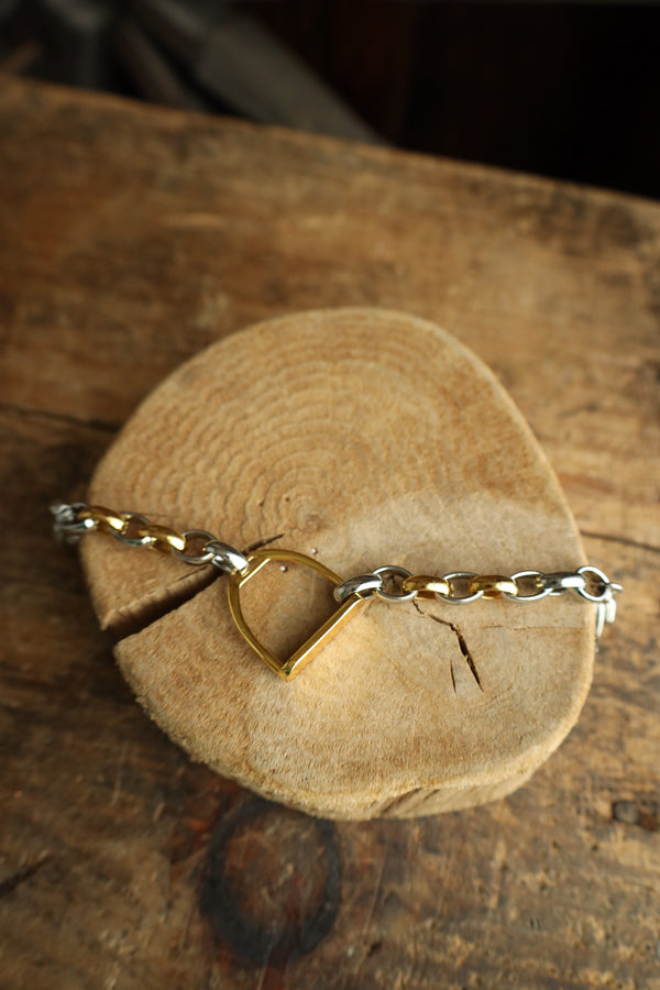 V2 Gold Stirrup Gold and Silver Chain Bracelet