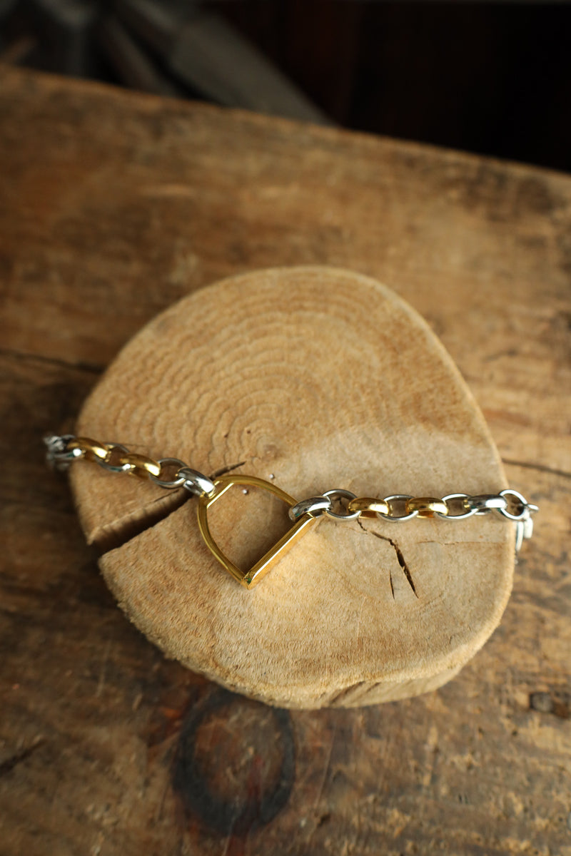 V2 Gold Stirrup Gold and Silver Chain Bracelet