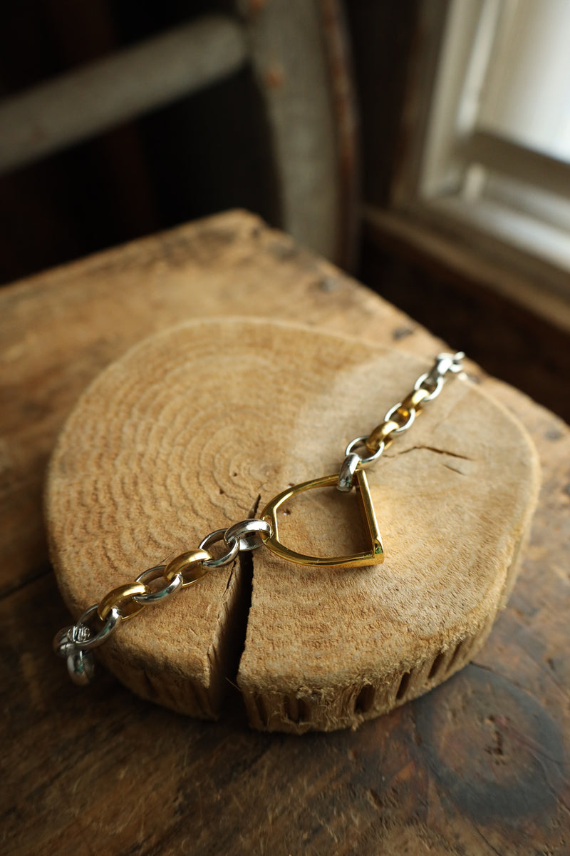 V2 Gold Stirrup Gold and Silver Chain Bracelet