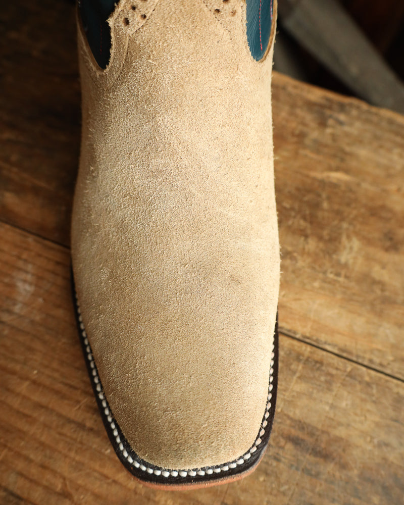 RIOS OF MERCEDES CRAZY HORSE ROUGHOUT TAN AND NAVY 13" BOOT 