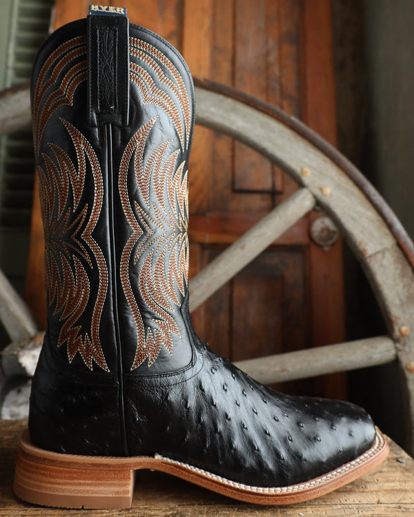 Hyer Men's Langdon Ostrich Black 13" Boot