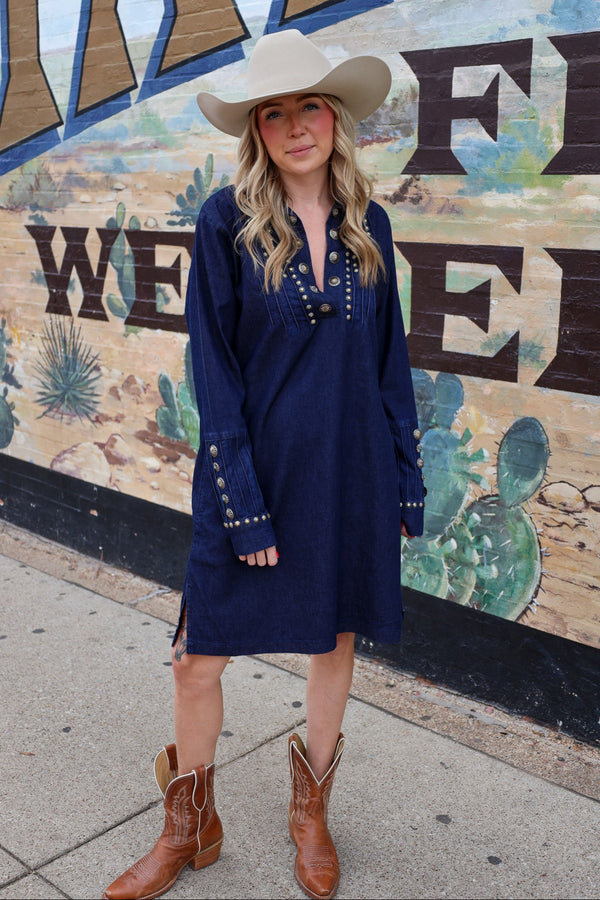American Darling Denim Long Sleeve Dress