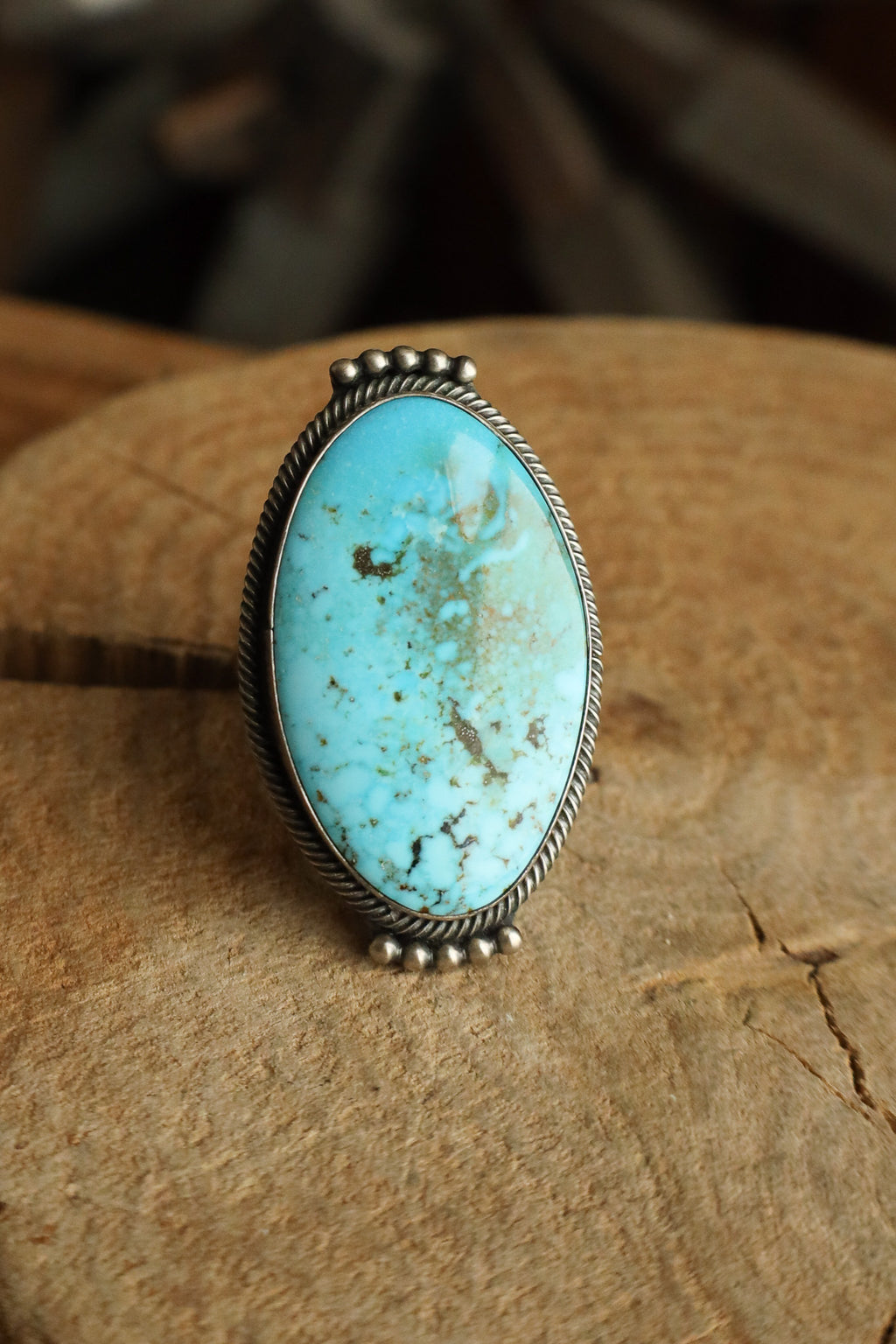 Kingman Turquoise Oval Rope Edge Ring- Size 10.5 – Maverick Fine ...