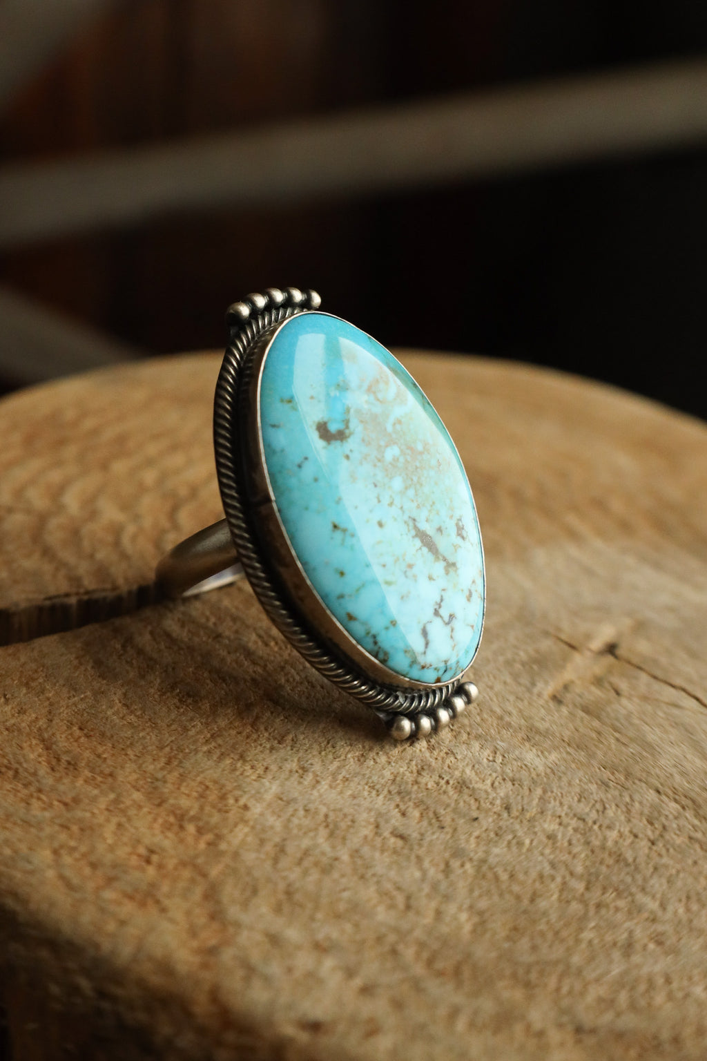 Kingman Turquoise Oval Rope Edge Ring- Size 10.5 – Maverick Fine ...