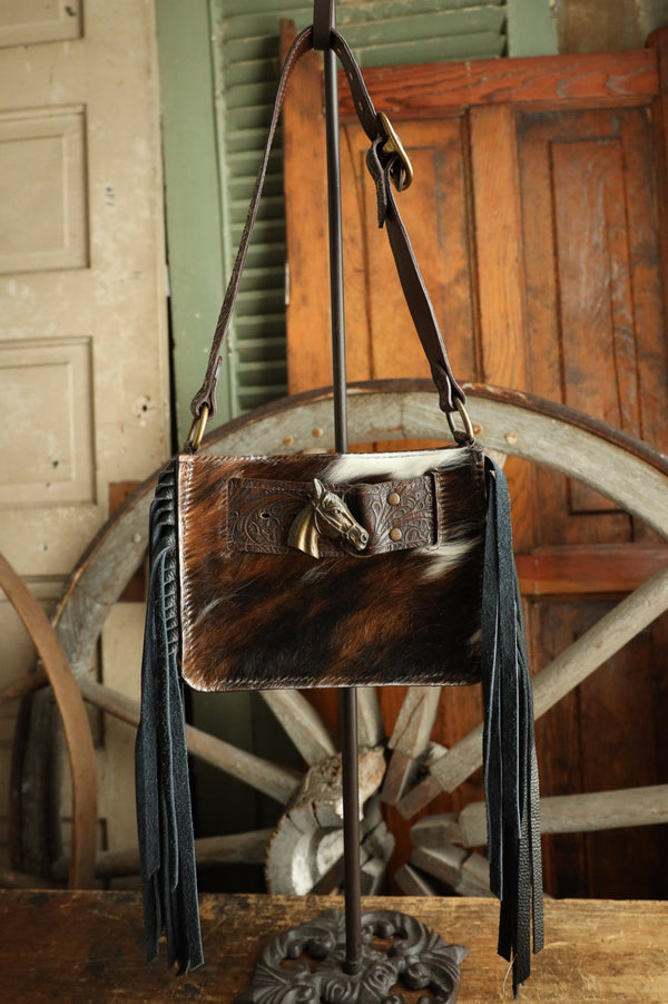 Lovleathers Mini Tote Belted Tri Horse Handbag 