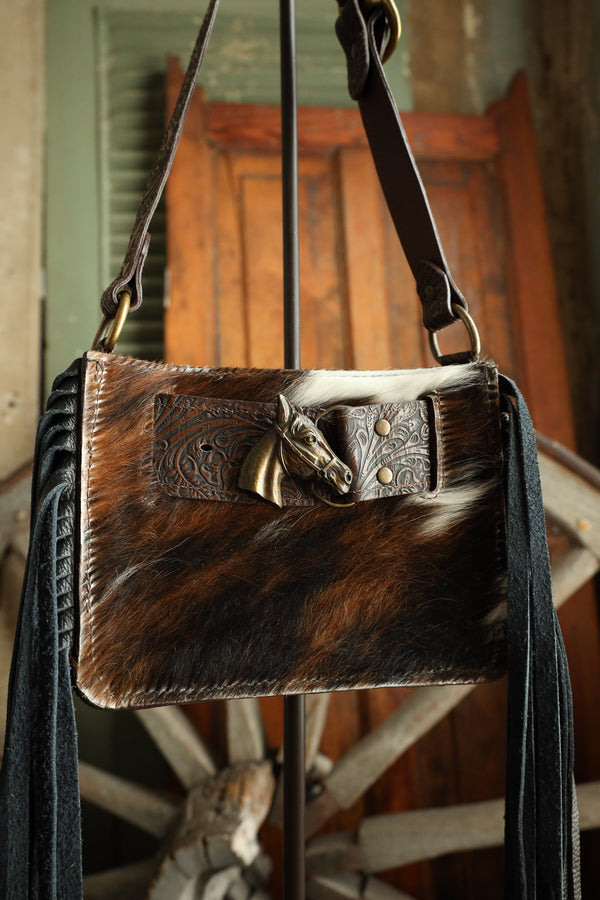Lovleathers Mini Tote Belted Tri Horse Handbag 