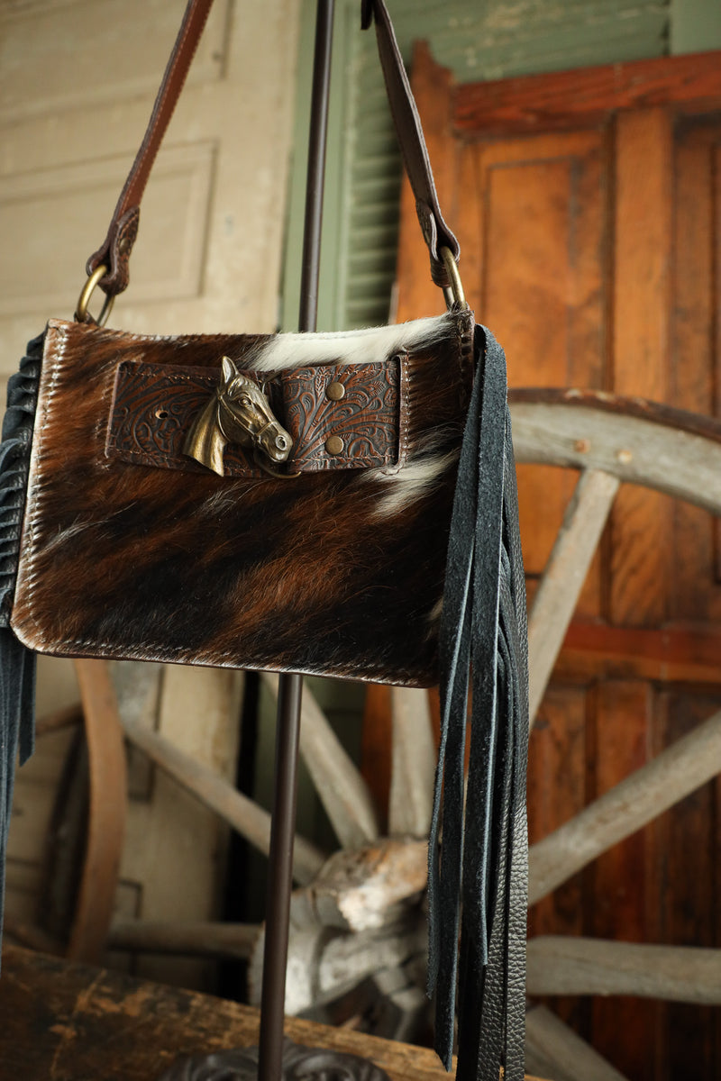 Lovleathers Mini Tote Belted Tri Horse Handbag 
