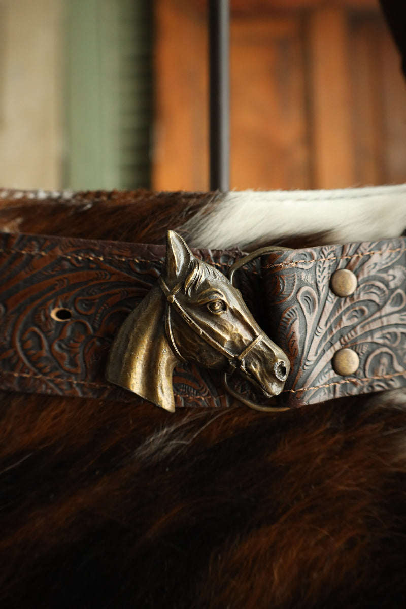 Lovleathers Mini Tote Belted Tri Horse Handbag 