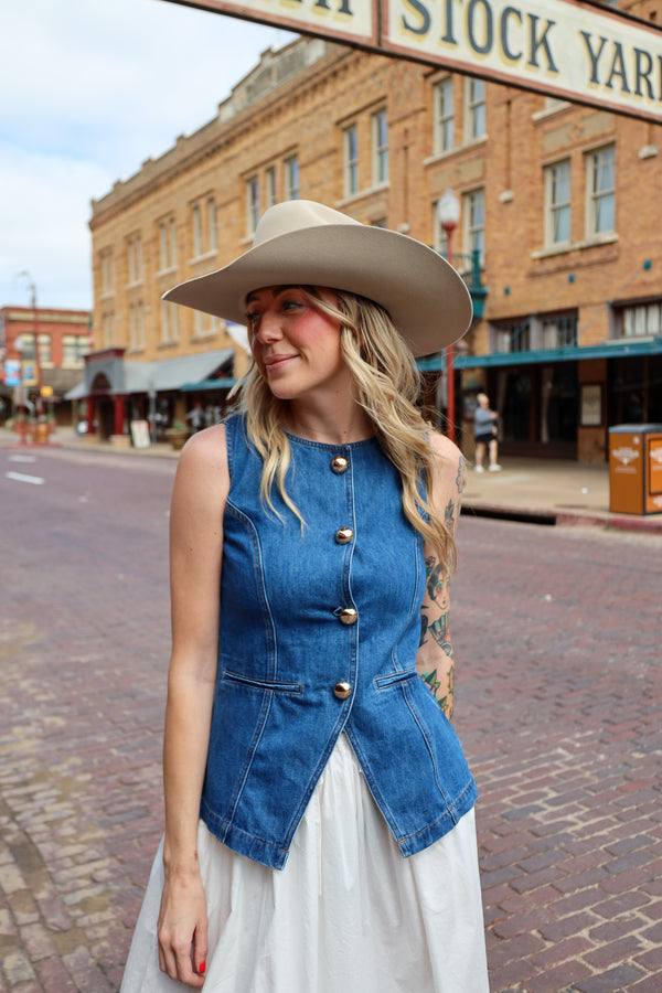 Blue B Denim Medium Wash Vest