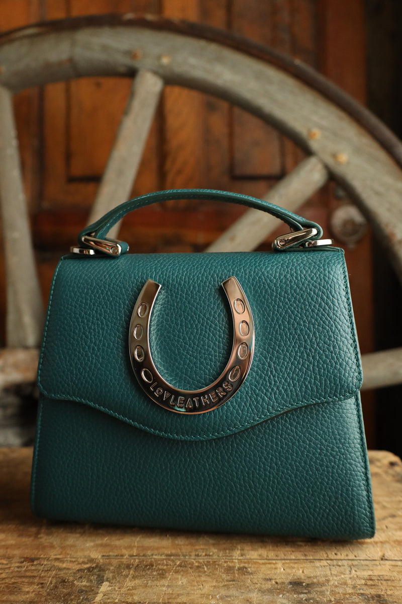 Lovleathers Lady Luck Horseshoe Teal Handbag