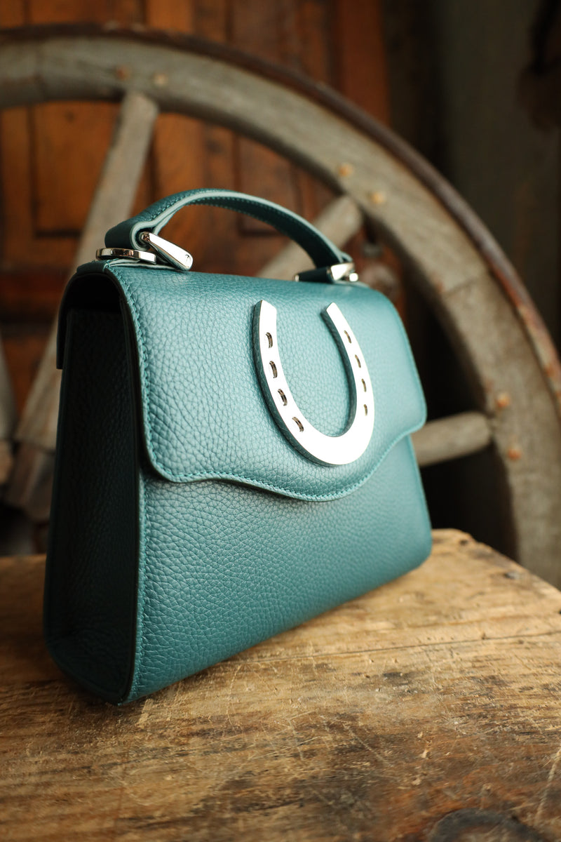 Lovleathers Lady Luck Horseshoe Teal Handbag