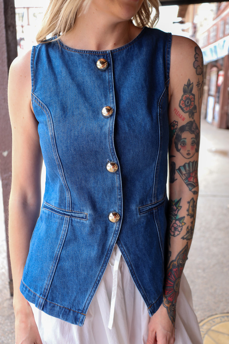 Blue B Denim Medium Wash Vest