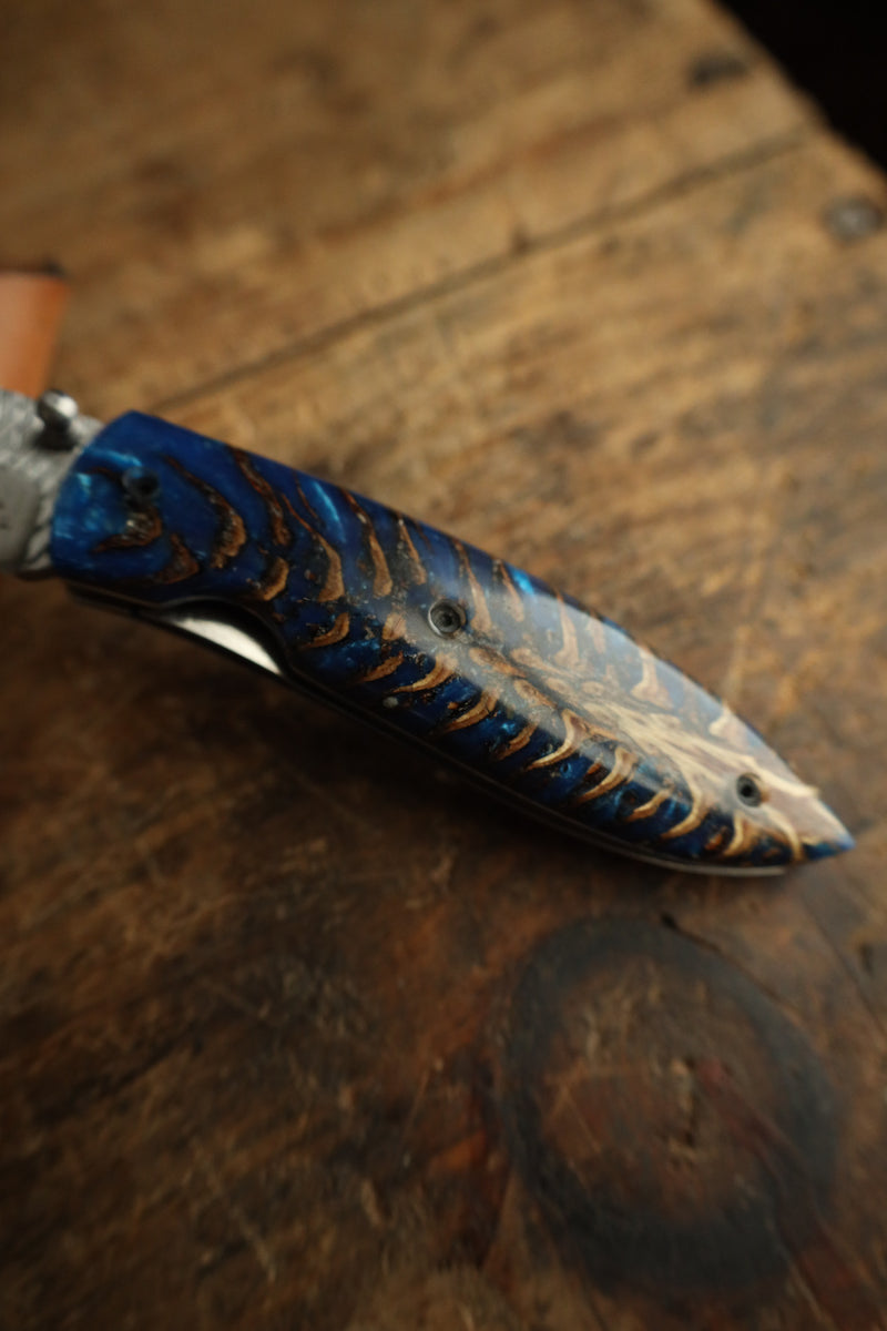 Niles City Knives Blue Pinecone Folding Knife 