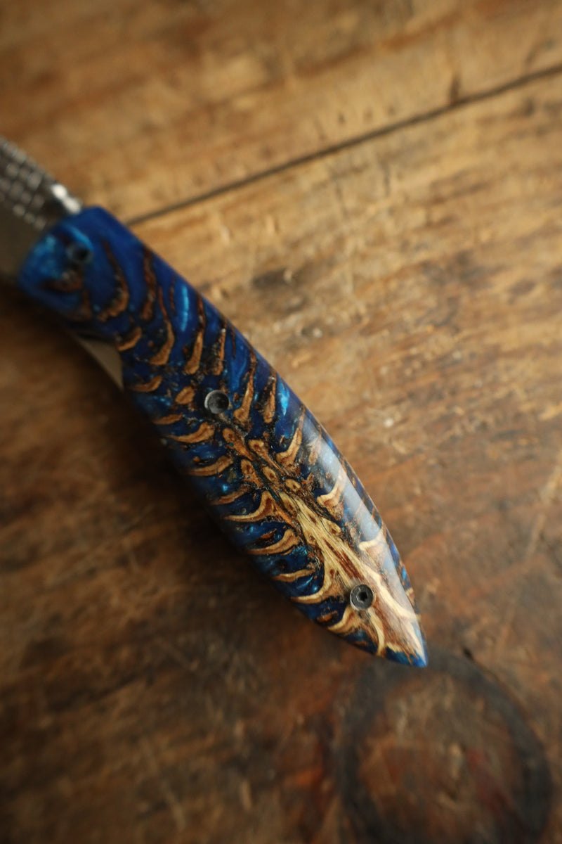Niles City Knives Blue Pinecone Folding Knife 
