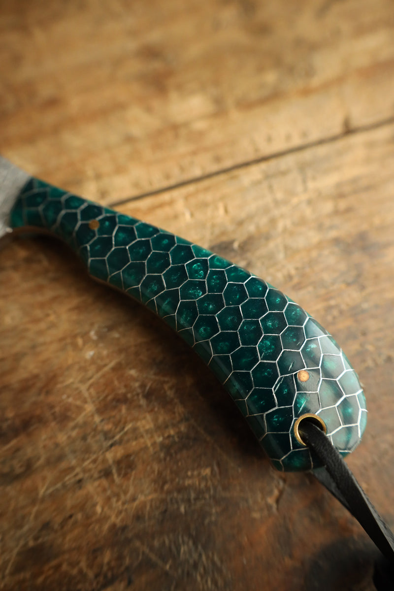 Niles City Knives Honeycomb Green Curve Blade Knife 