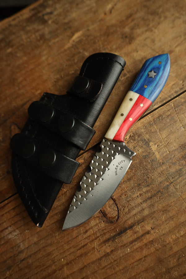 Niles City Knives Texas Flag Drop Point Blade Knife 