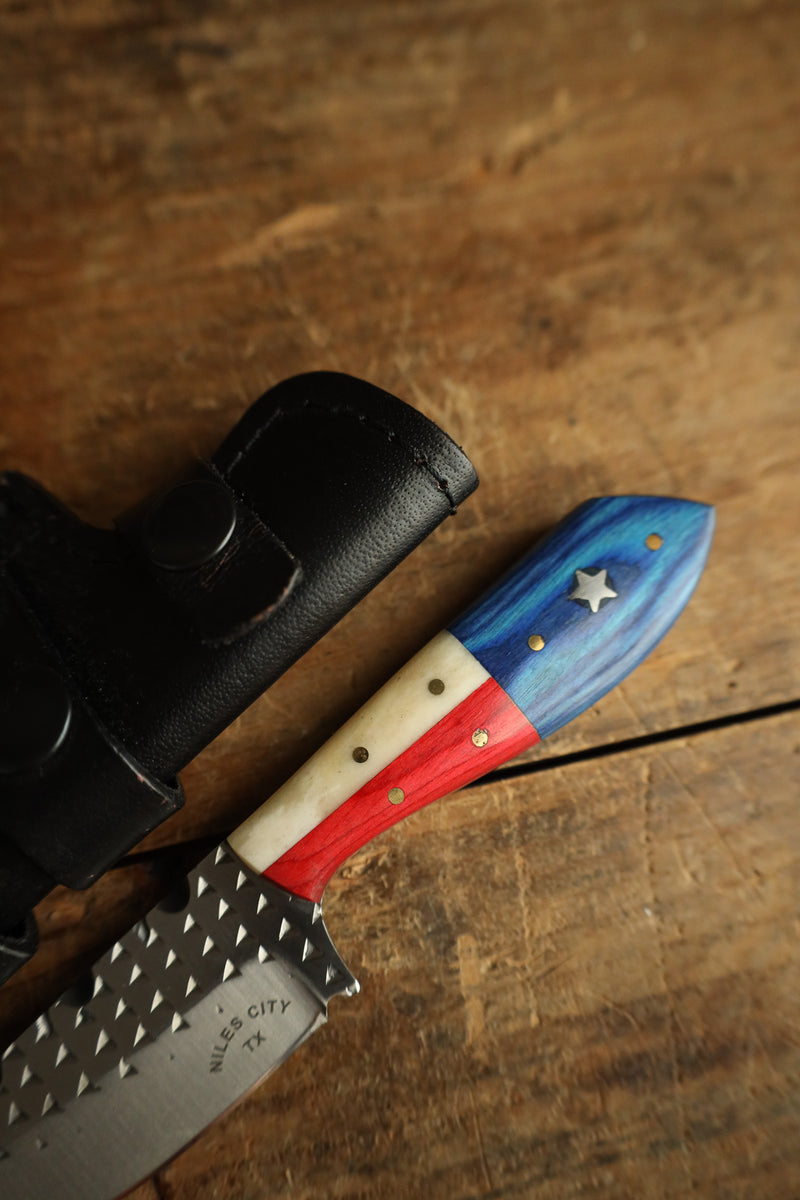 Niles City Knives Texas Flag Drop Point Blade Knife 
