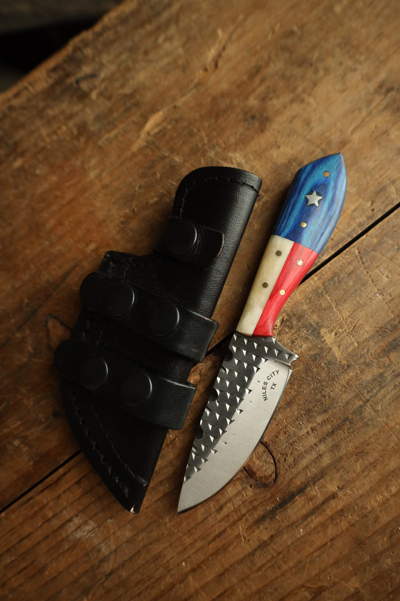 Niles City Knives Texas Flag Drop Point Blade Knife 