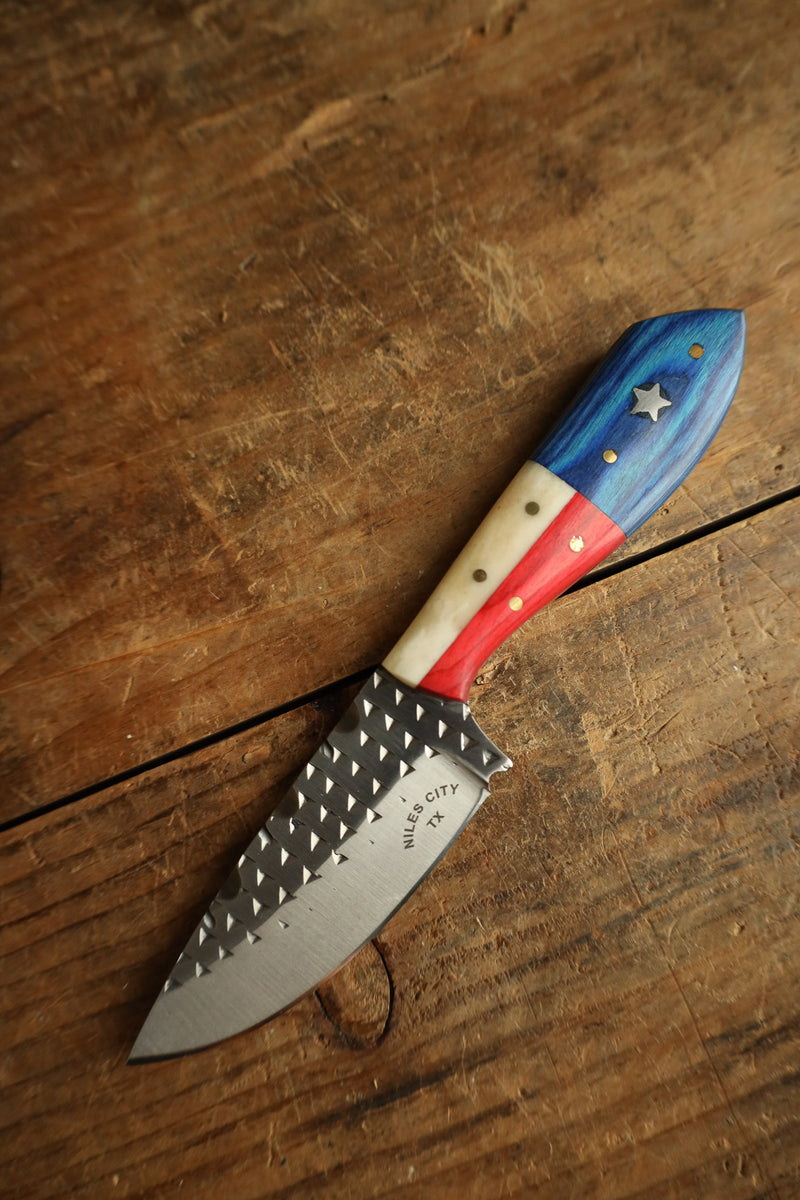 Niles City Knives Texas Flag Drop Point Blade Knife 