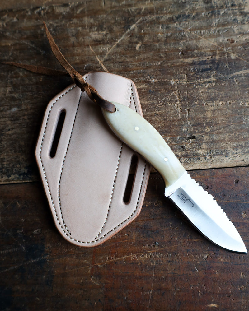 EXOTIC TEXAS KNIVES LARGE COWBOY CAMEL BONE KNIVE