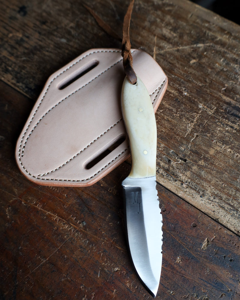 EXOTIC TEXAS KNIVES LARGE COWBOY CAMEL BONE KNIVE