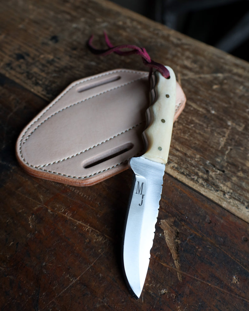 EXOTIC TEXAS KNIVES MEDIUM COWBOY CAMEL BONE KNIVE