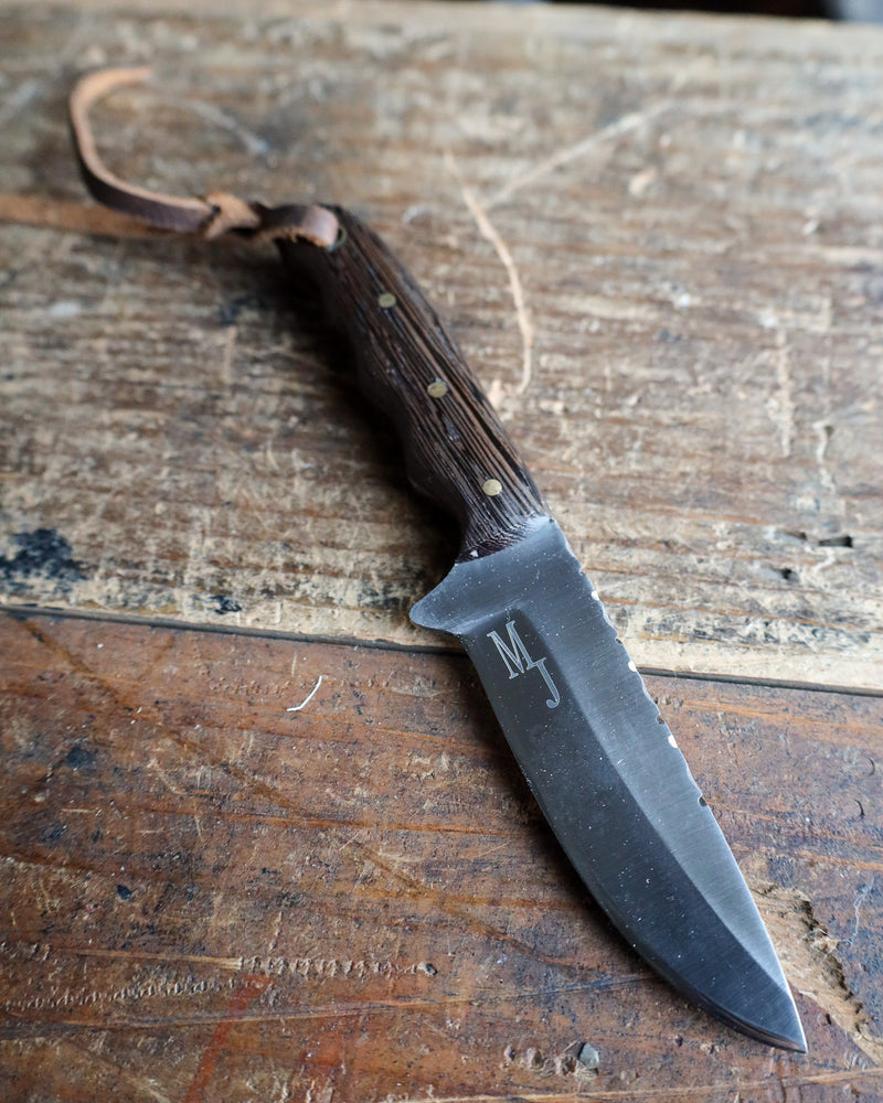 EXOTIC TEXAS KNIVES MEDIUM COWBOY WENGE WOOD KNIFE