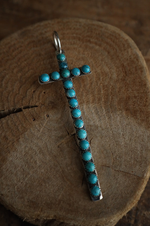 Richard Schmidt 18 Turquoise Rounds Cross Pendant
