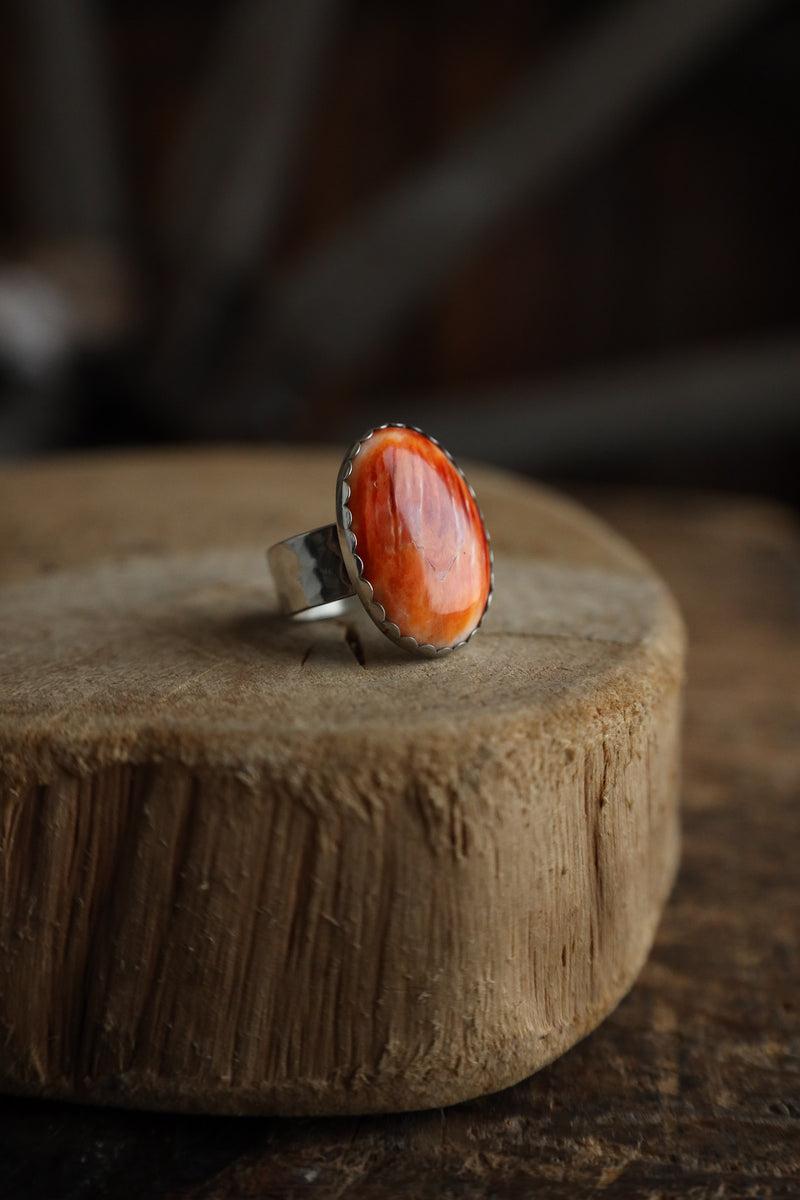 RICHARD SCHMIDT SPINY OYSTER OVAL RING- SIZE 8